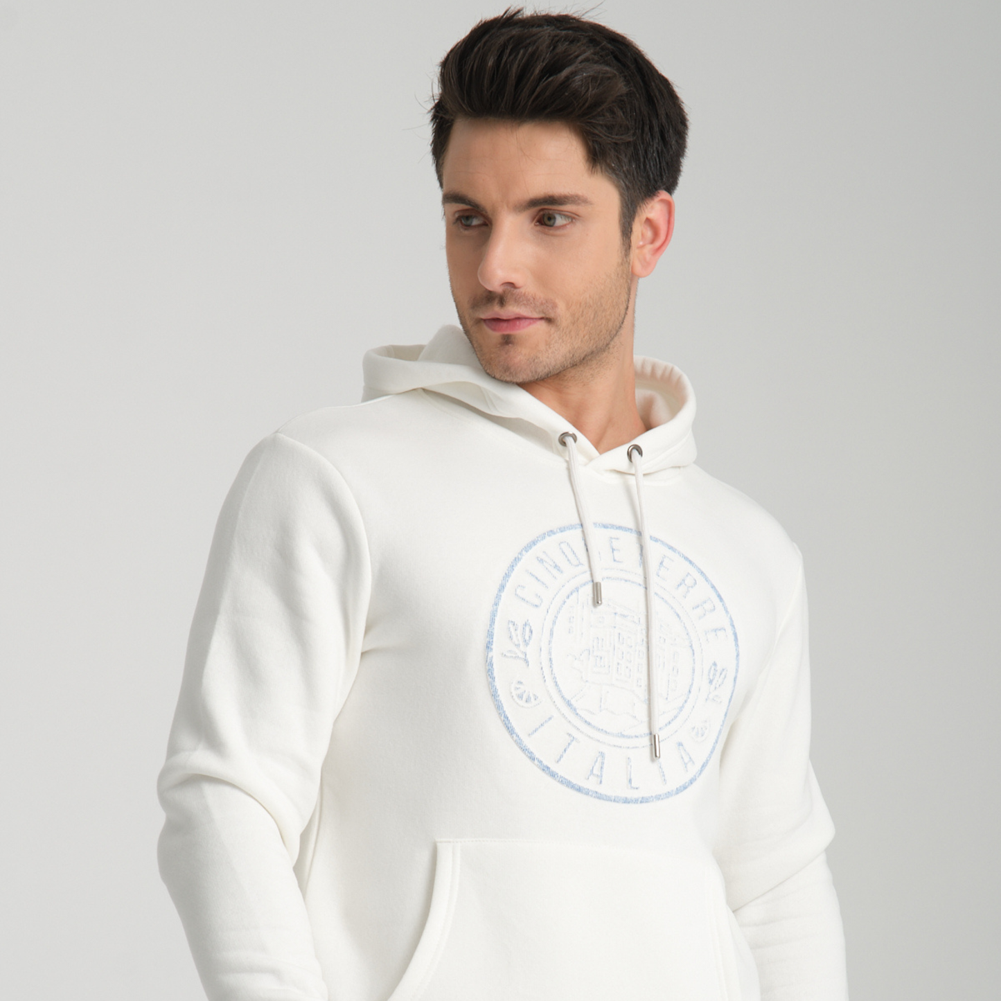 Felpa con Cappuccio Hoodie Cinque Terre White - Interno Felpato - Felpa 41