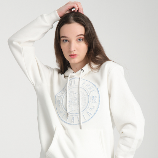 Felpa con Cappuccio Hoodie Cinque Terre White - Interno Felpato - Felpa 41 Donna