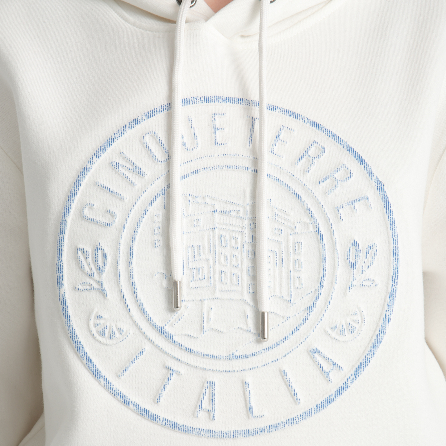 Felpa con Cappuccio Hoodie Cinque Terre White - Interno Felpato - Felpa 41 Donna