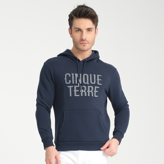 Felpa con Cappuccio Hoodie Cinque Terre Blu Navy - Interno Felpato - Felpa 25