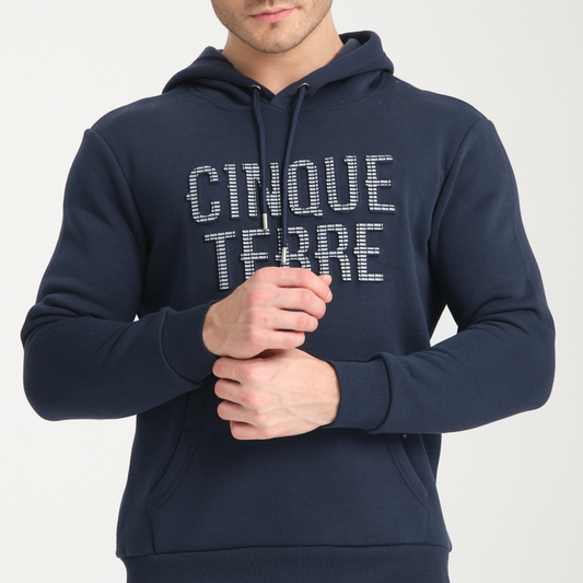 Felpa con Cappuccio Hoodie Cinque Terre Blu Navy - Interno Felpato - Felpa 25