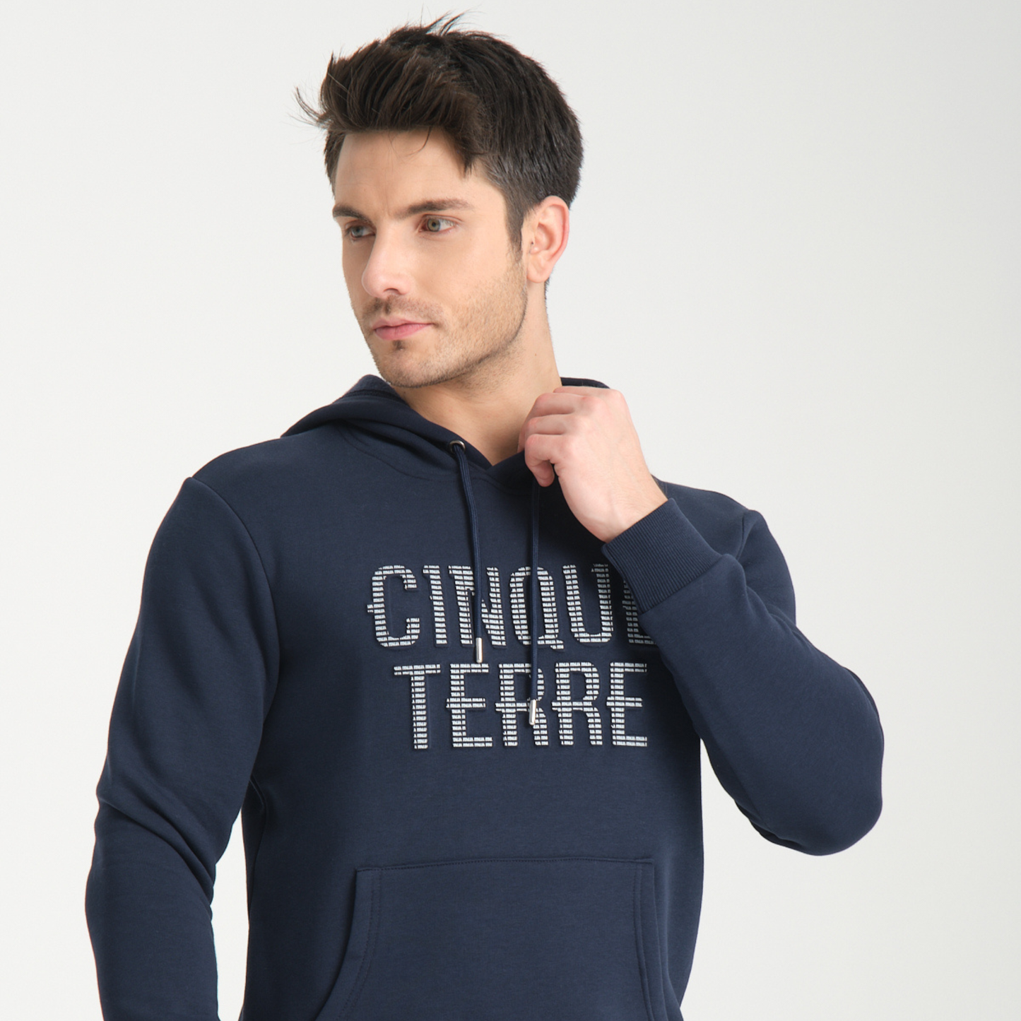 Felpa con Cappuccio Hoodie Cinque Terre Blu Navy - Interno Felpato - Felpa 25