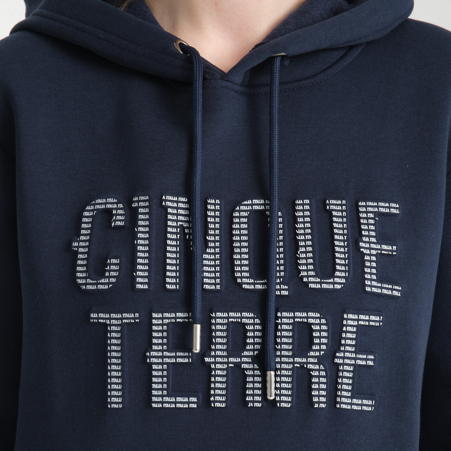 Felpa con Cappuccio Hoodie Cinque Terre Blu Navy - Interno Felpato - Felpa 25 Donna