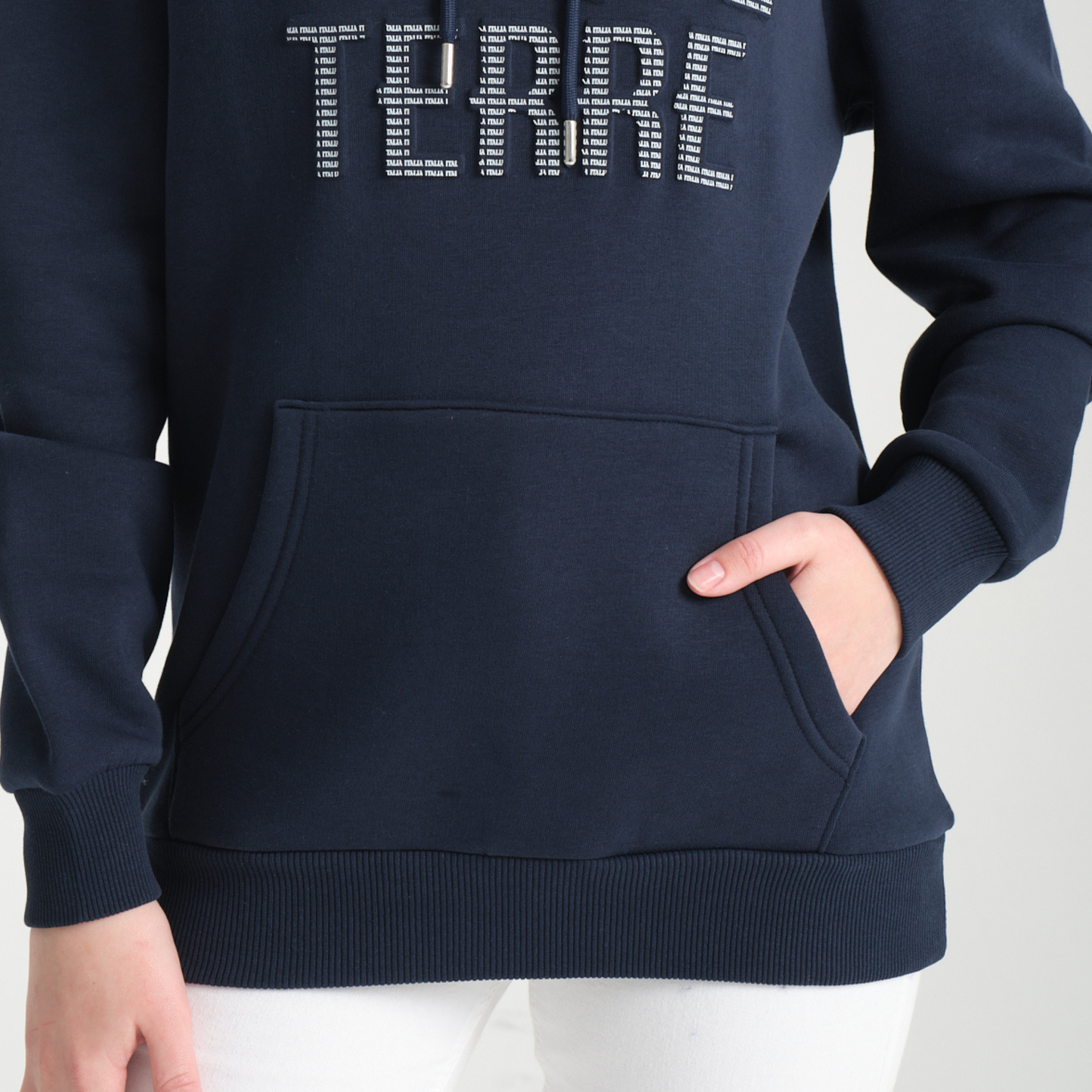 Felpa con Cappuccio Hoodie Cinque Terre Blu Navy - Interno Felpato - Felpa 25 Donna