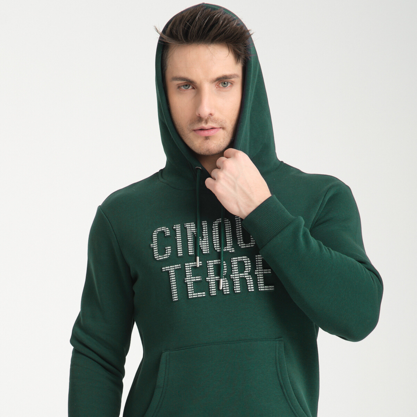 Felpa con Cappuccio Hoodie Cinque Terre Green - Interno Felpato - Felpa 25