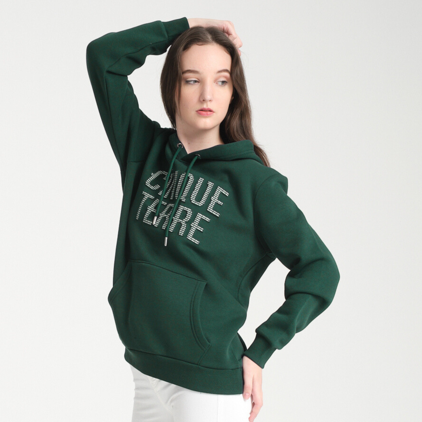 Felpa con Cappuccio Hoodie Cinque Terre Green - Interno Felpato - Felpa 25 Donna
