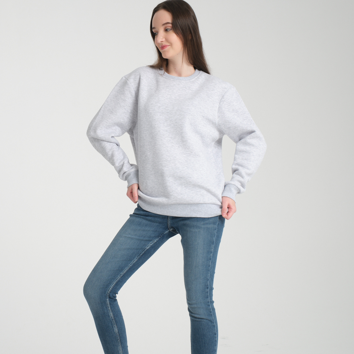 Felpa Snow Melange Basic Girocollo - Interno Felpato - Felpa 38 Donna