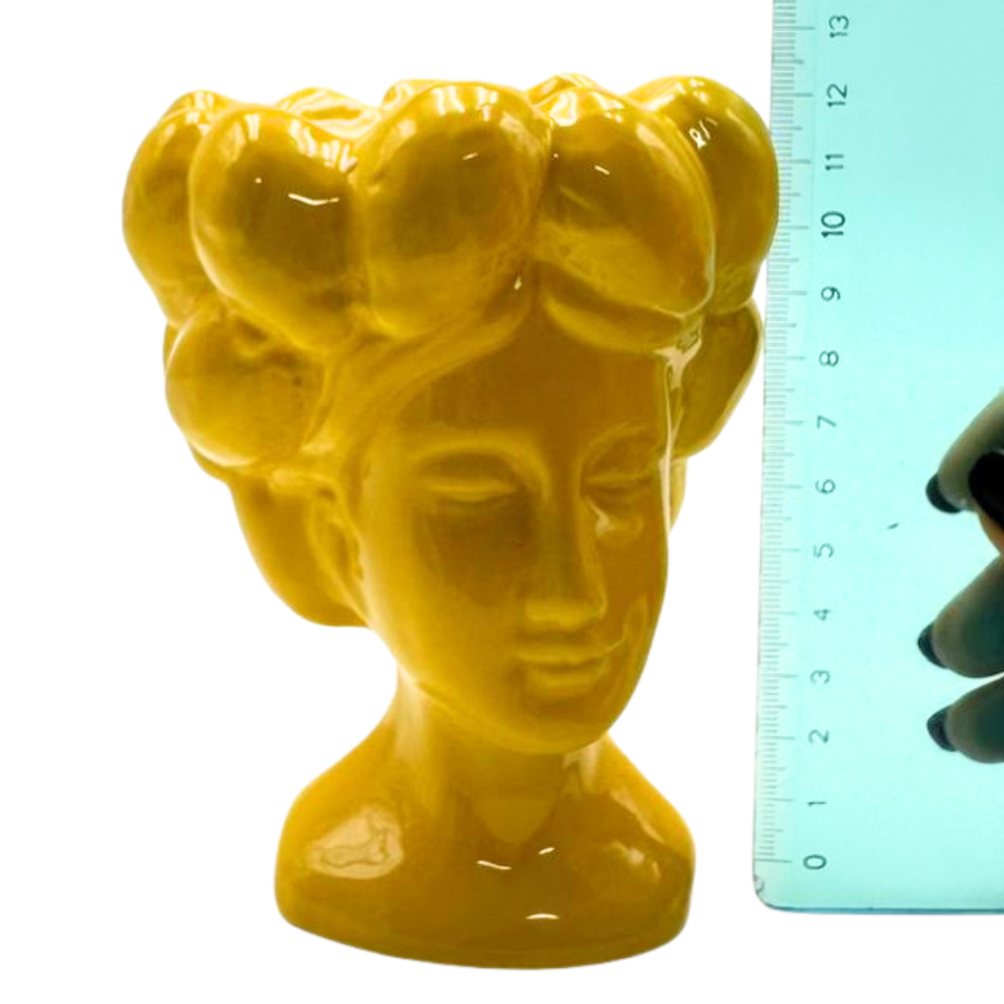 Testa di Moro in Ceramica Gialla Mini 12 cm - Decorazione Siciliana | SF223