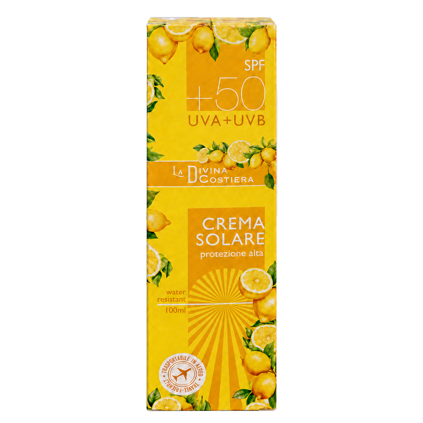 Crema Solare Spray SPF 50 (100 ml) | Protezione Alta UVA + UVB, Water Resistant | Solare Trasportabile in Aereo (Travel-Friendly) | Made in Italy