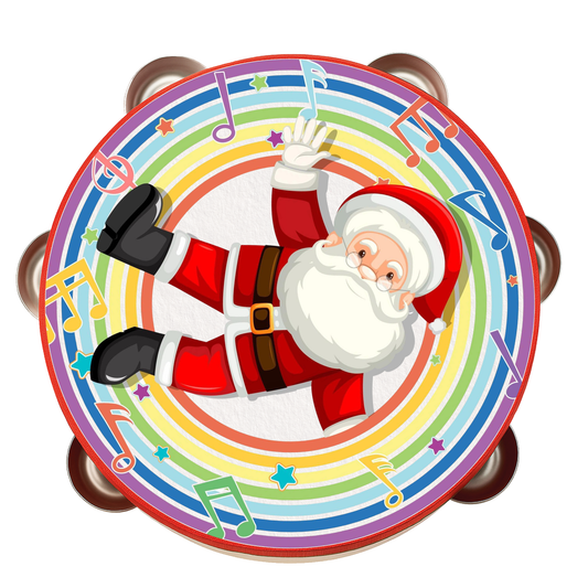 Tamburello di Natale con Babbo Natale - 18 cm - Disponibile anche con Personalizzazione Nome o Data