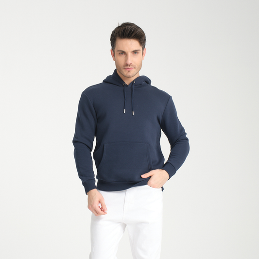 Felpa con Cappuccio Blu Navy - Interno Felpato - Felpa 39