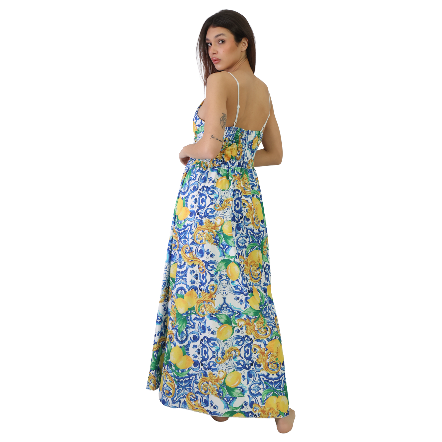 Vestito lungo con spacco in diverse fantasie - VEST186