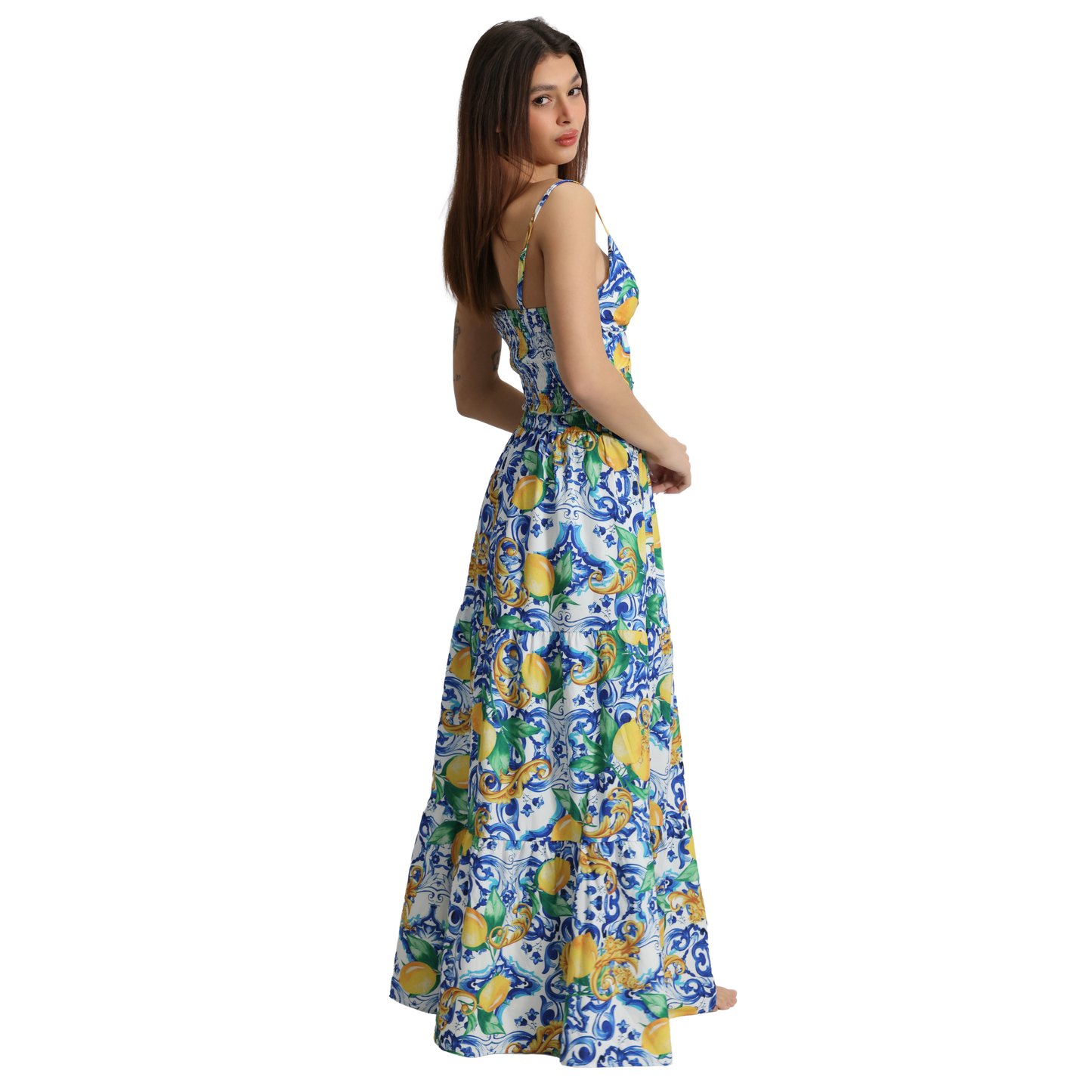Completo set coordinato top e gonna lunga con fantasie diverse - VEST194