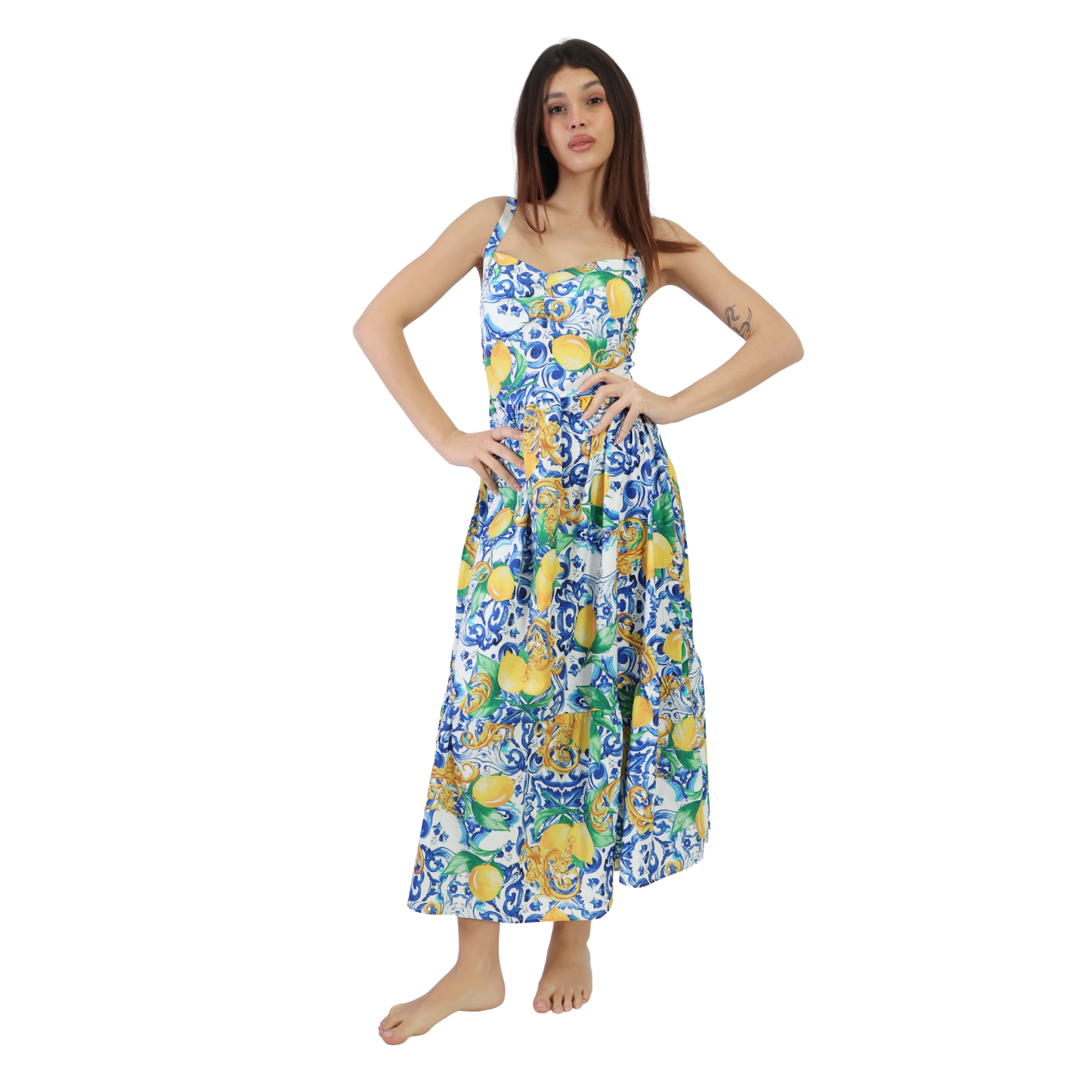 Vestito lungo con spallina larga in diverse fantasie - VEST191