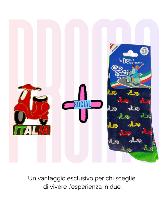 Combo “Scooter Lovers” – Spilla Italia + Calzini Ciao Bella