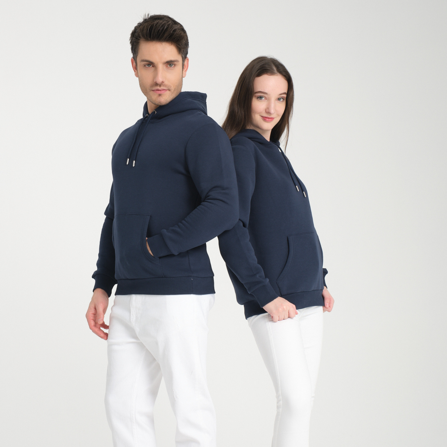 Felpa con Cappuccio Blu Navy - Interno Felpato - Felpa 39 Donna