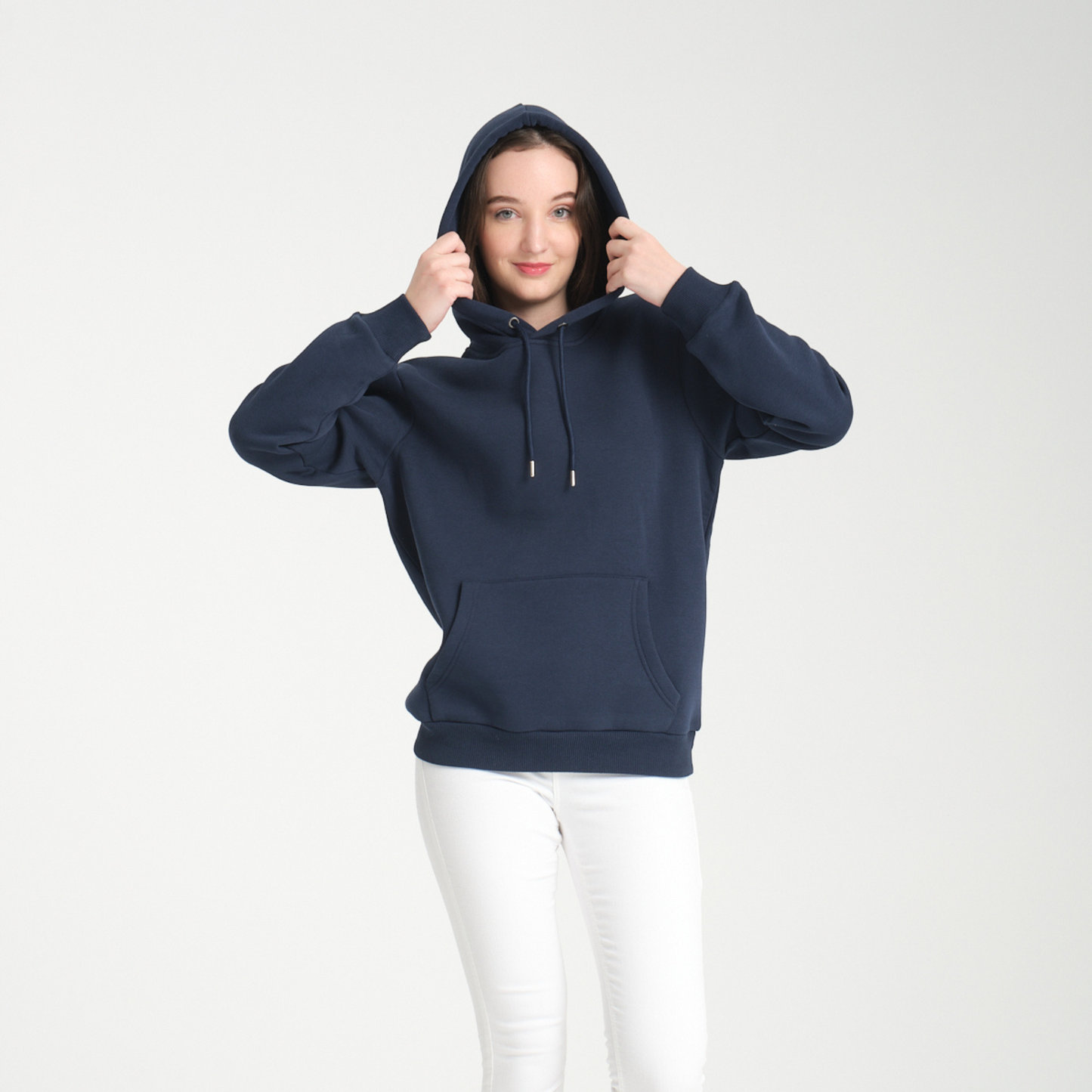Felpa con Cappuccio Blu Navy - Interno Felpato - Felpa 39 Donna