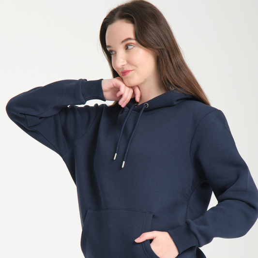 Felpa con Cappuccio Blu Navy - Interno Felpato - Felpa 39 Donna