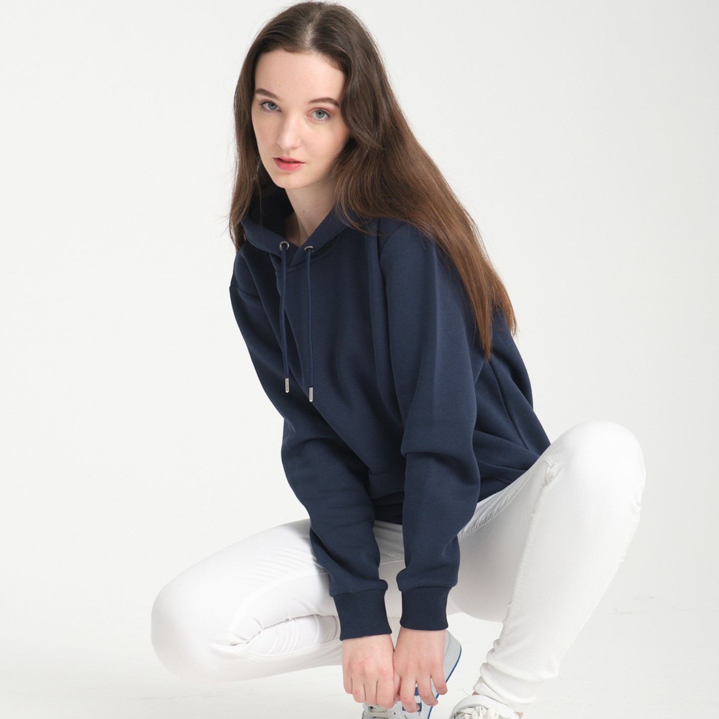 Felpa con Cappuccio Blu Navy - Interno Felpato - Felpa 39 Donna