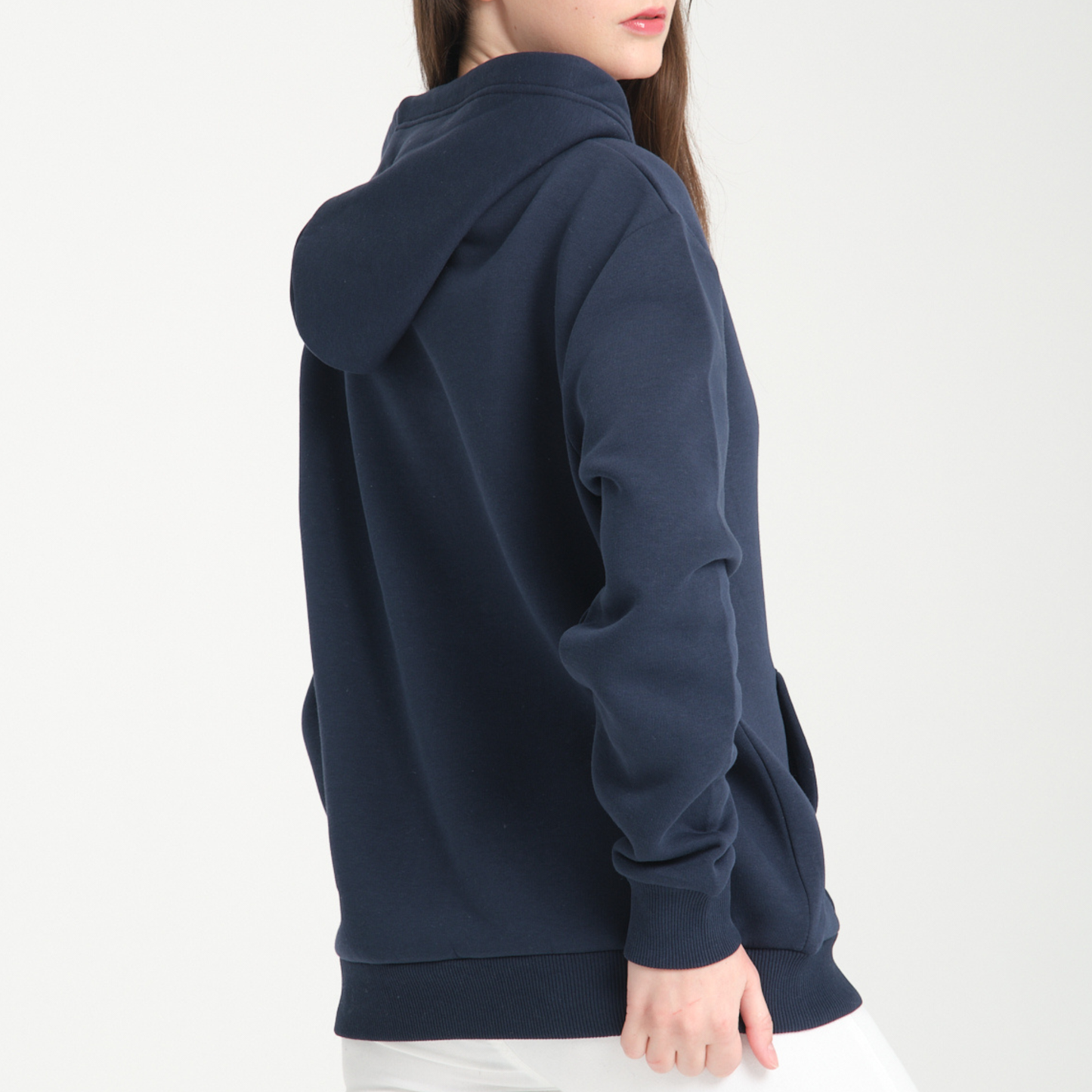 Felpa con Cappuccio Blu Navy - Interno Felpato - Felpa 39 Donna