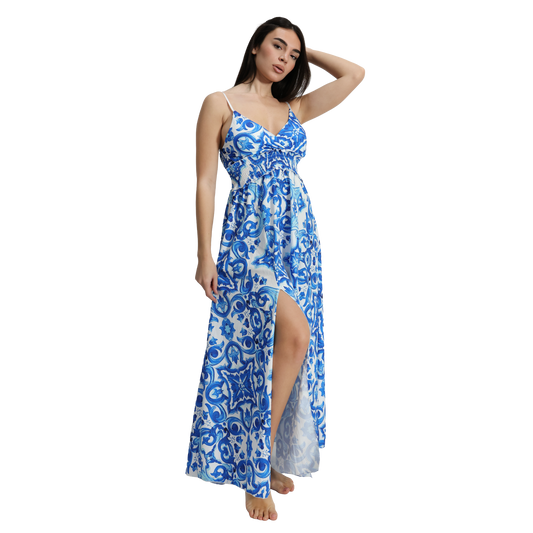 Vestito lungo con spacco in diverse fantasie - VEST186