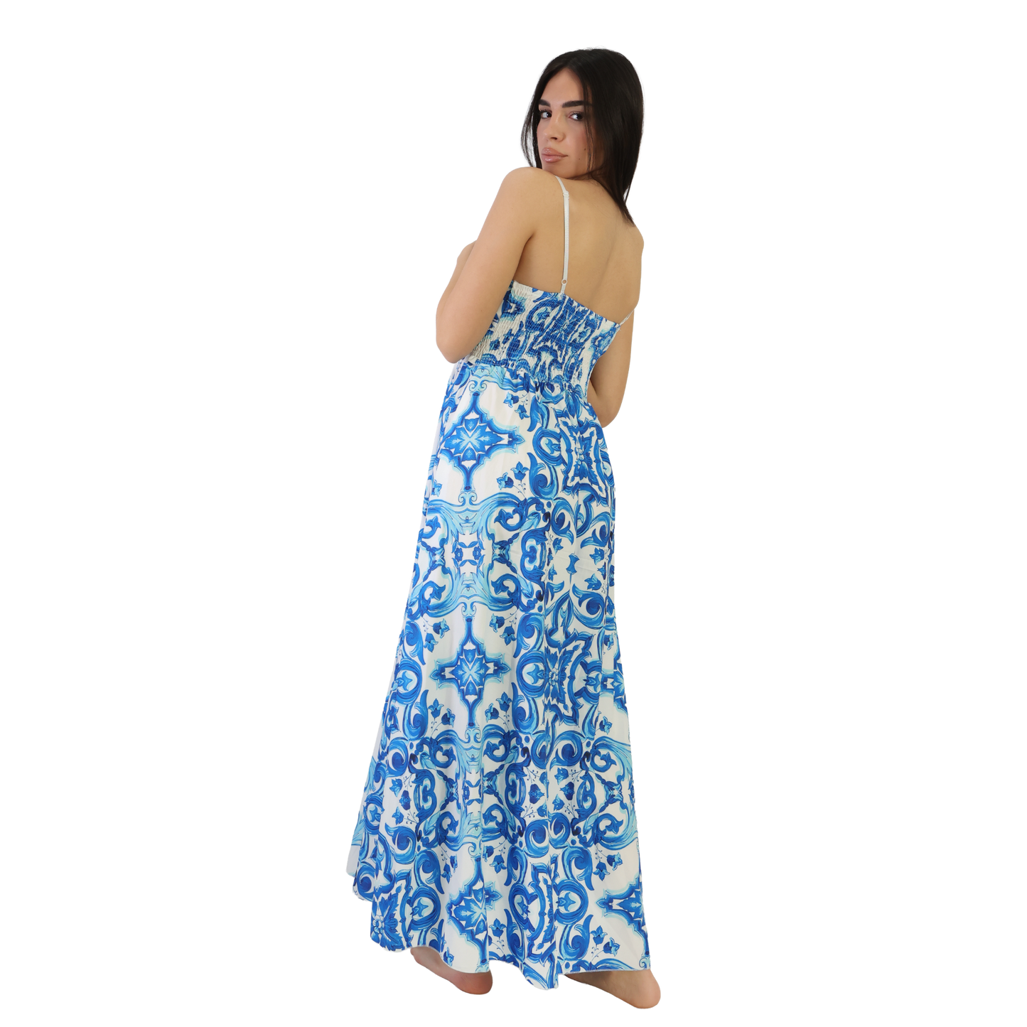 Vestito lungo con spacco in diverse fantasie - VEST186