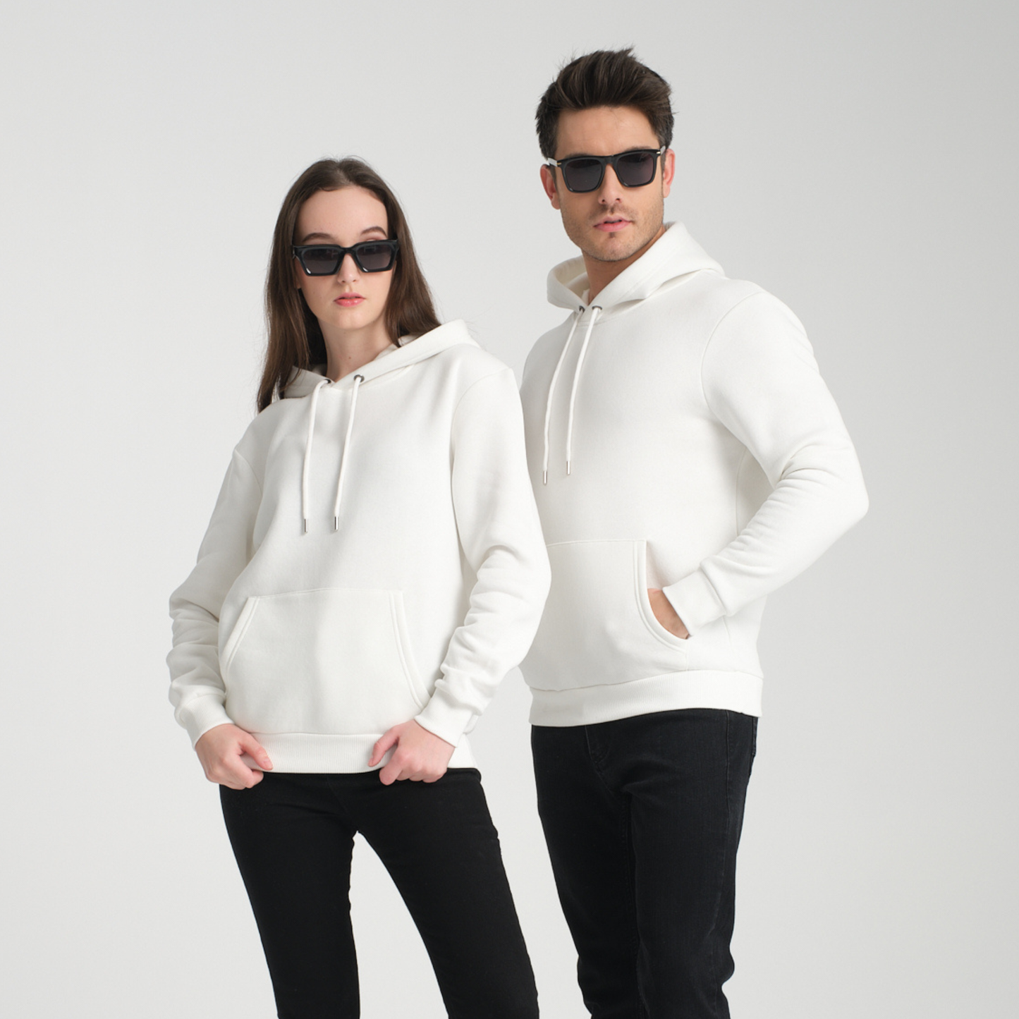 Felpa con Cappuccio White - Interno Felpato - Felpa 39 Donna