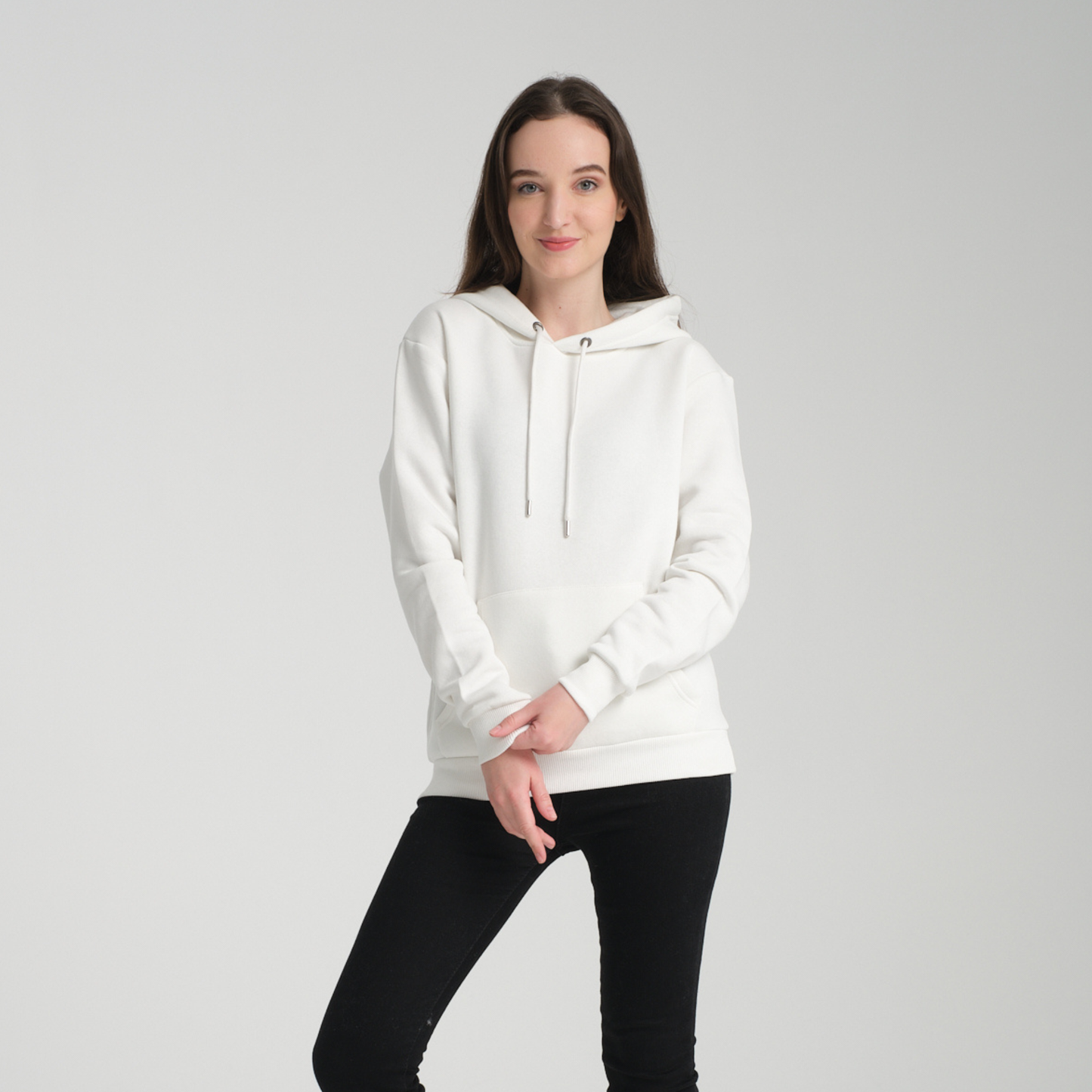 Felpa con Cappuccio White - Interno Felpato - Felpa 39 Donna