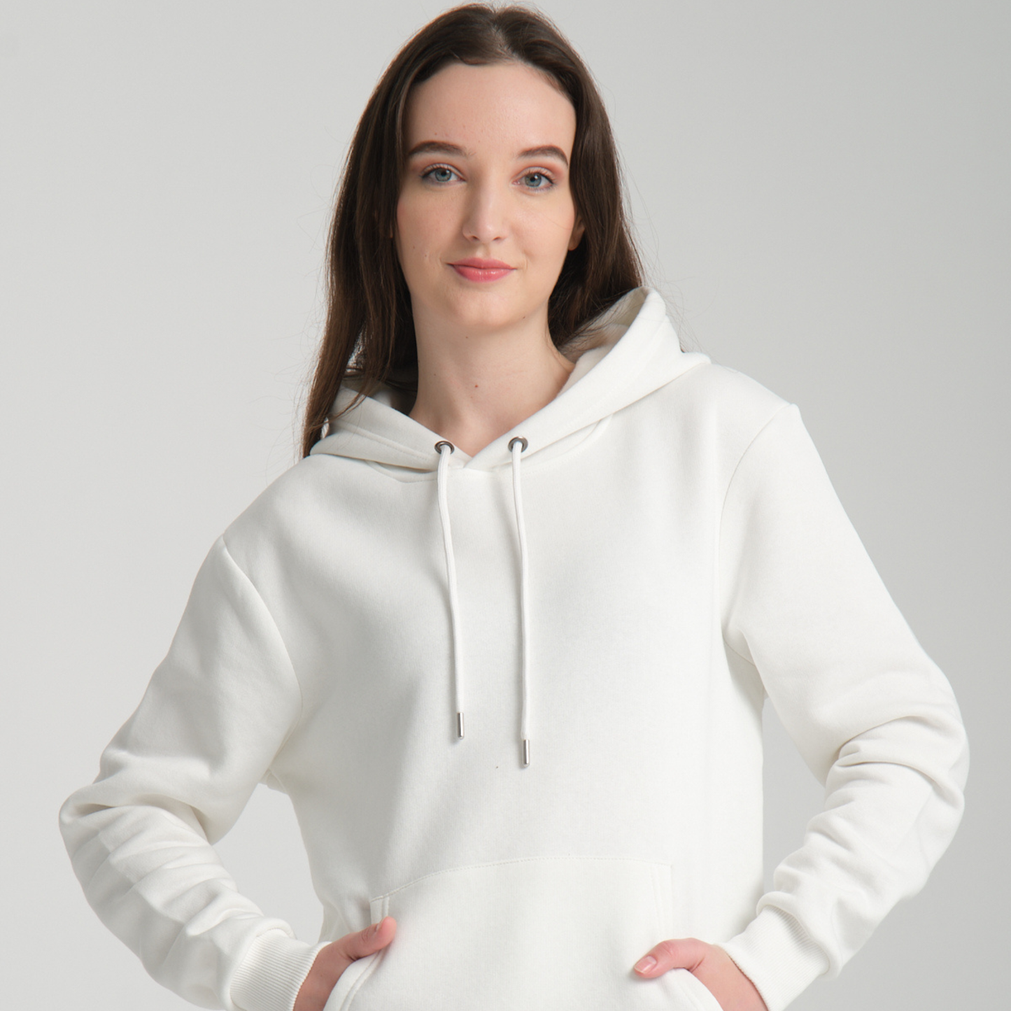 Felpa con Cappuccio White - Interno Felpato - Felpa 39 Donna