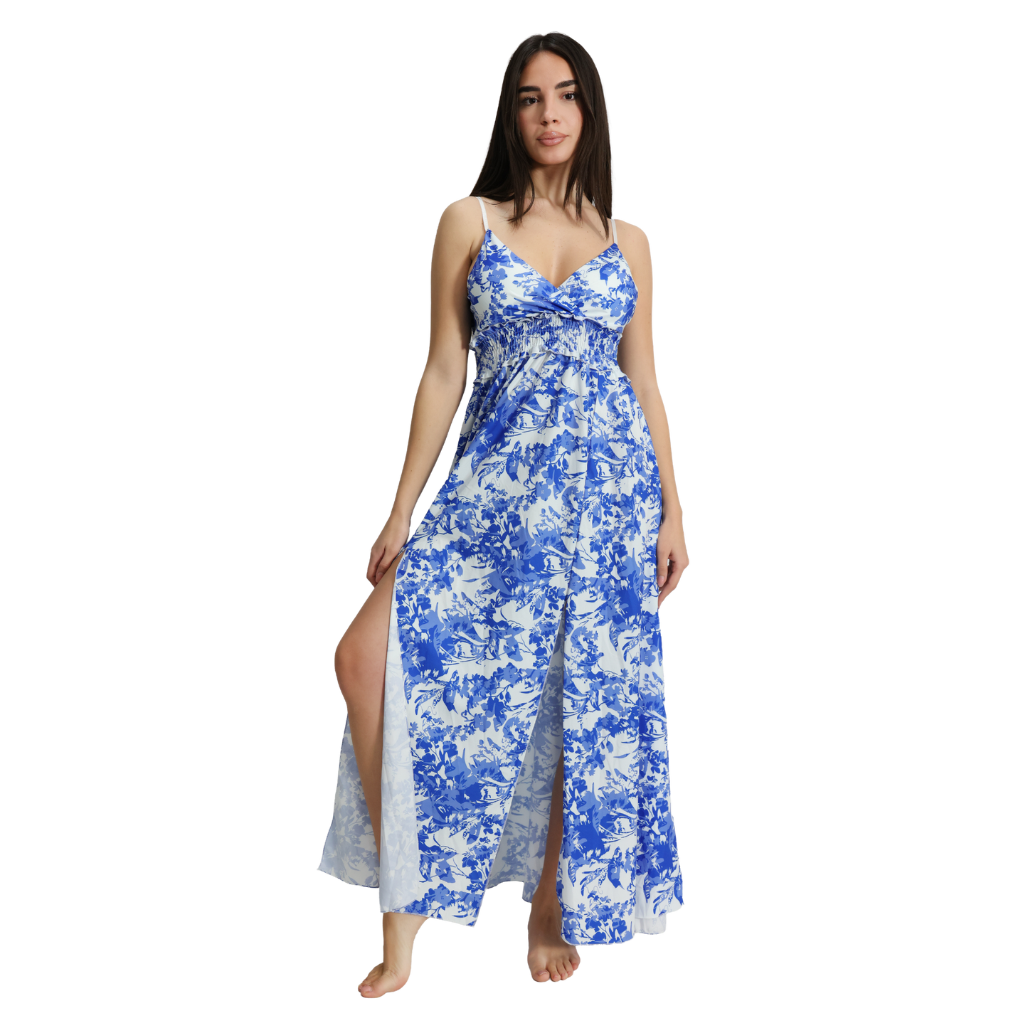 Vestito lungo con spacco in diverse fantasie - VEST186