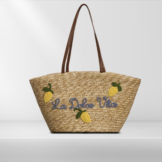 Straw Bag - La Dolce Vita Straw Basket - 57x33x24 cm