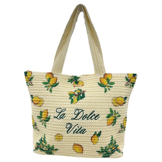 Borsa Fogliata Limoni La Dolce Vita grande 47x34x12 cm - BAG275