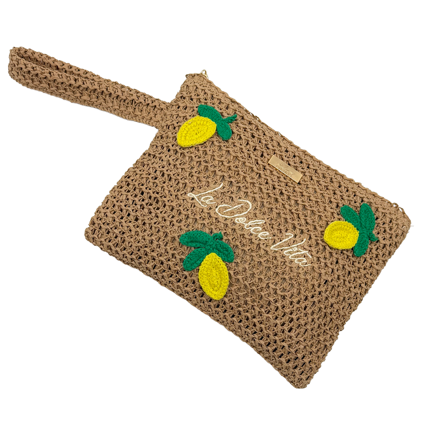 Pochette Uncinetto Limoni con Zip 22x16x5,5 cm – Borsa Estiva Donna - BAG279