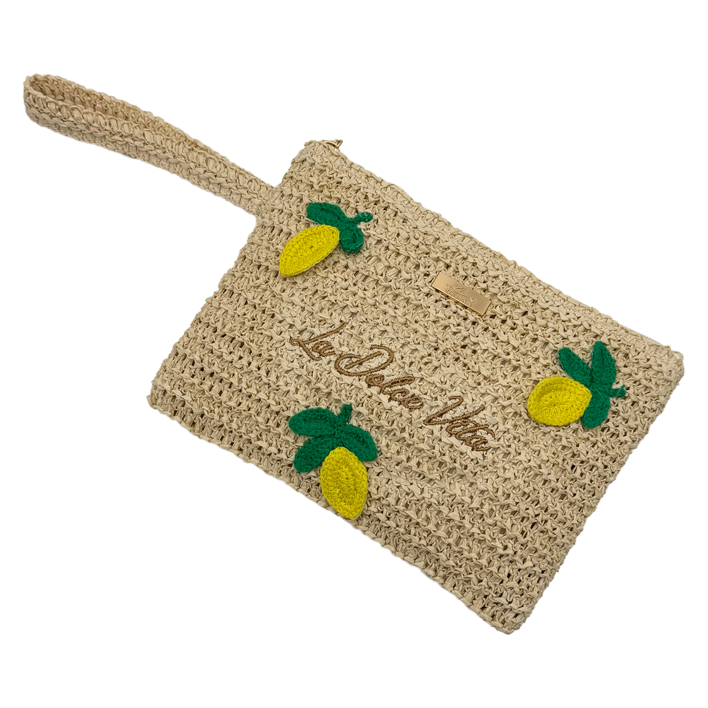 Pochette Uncinetto Limoni con Zip 22x16x5,5 cm – Borsa Estiva Donna - BAG279