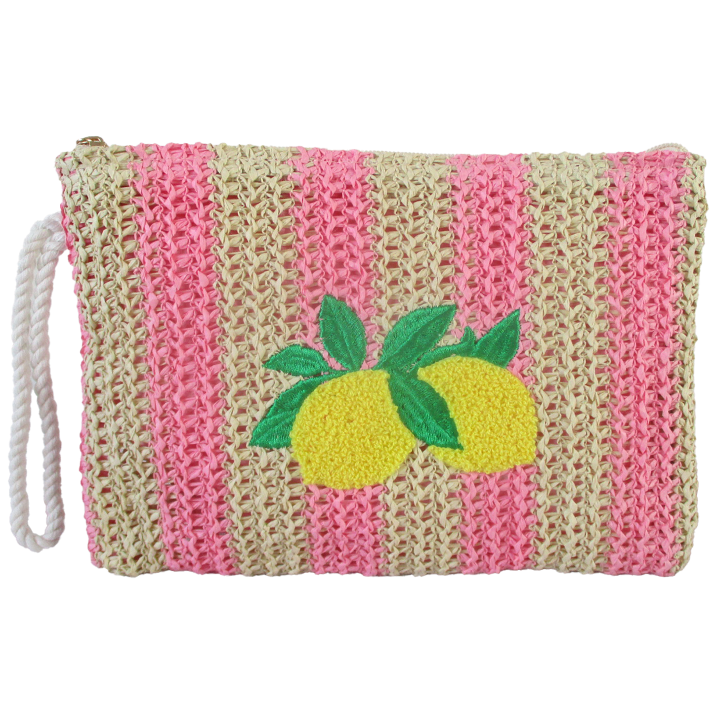 Pochette Paglia Rigata Limoni 25x18 cm – Clutch Estiva Donna - BAG281
