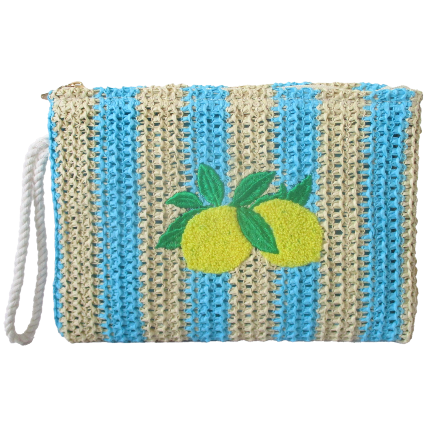 Pochette Paglia Rigata Limoni 25x18 cm – Clutch Estiva Donna - BAG281