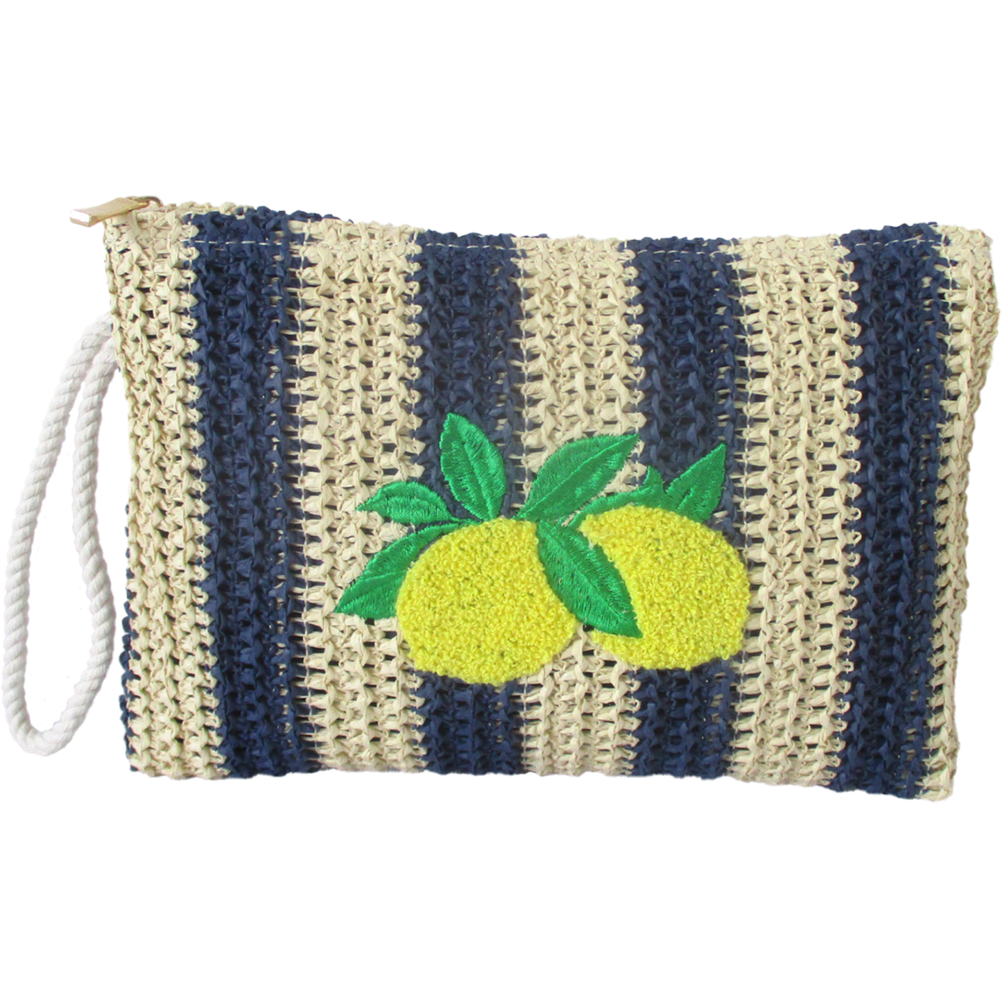 Pochette Paglia Rigata Limoni 25x18 cm – Clutch Estiva Donna - BAG281