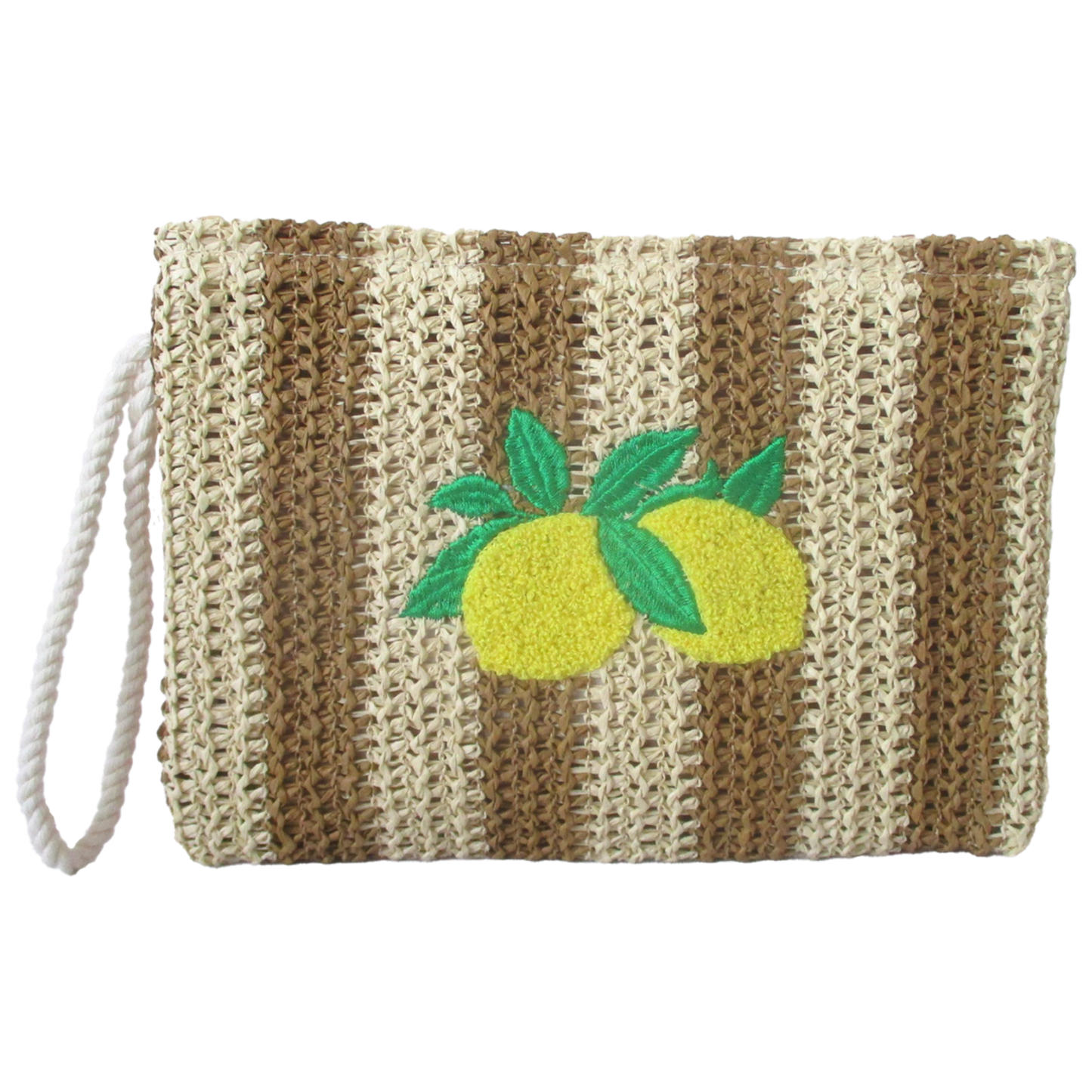 Pochette Paglia Rigata Limoni 25x18 cm – Clutch Estiva Donna - BAG281