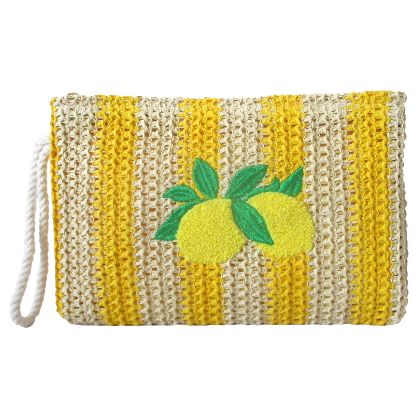 Pochette Paglia Rigata Limoni 25x18 cm – Clutch Estiva Donna - BAG281