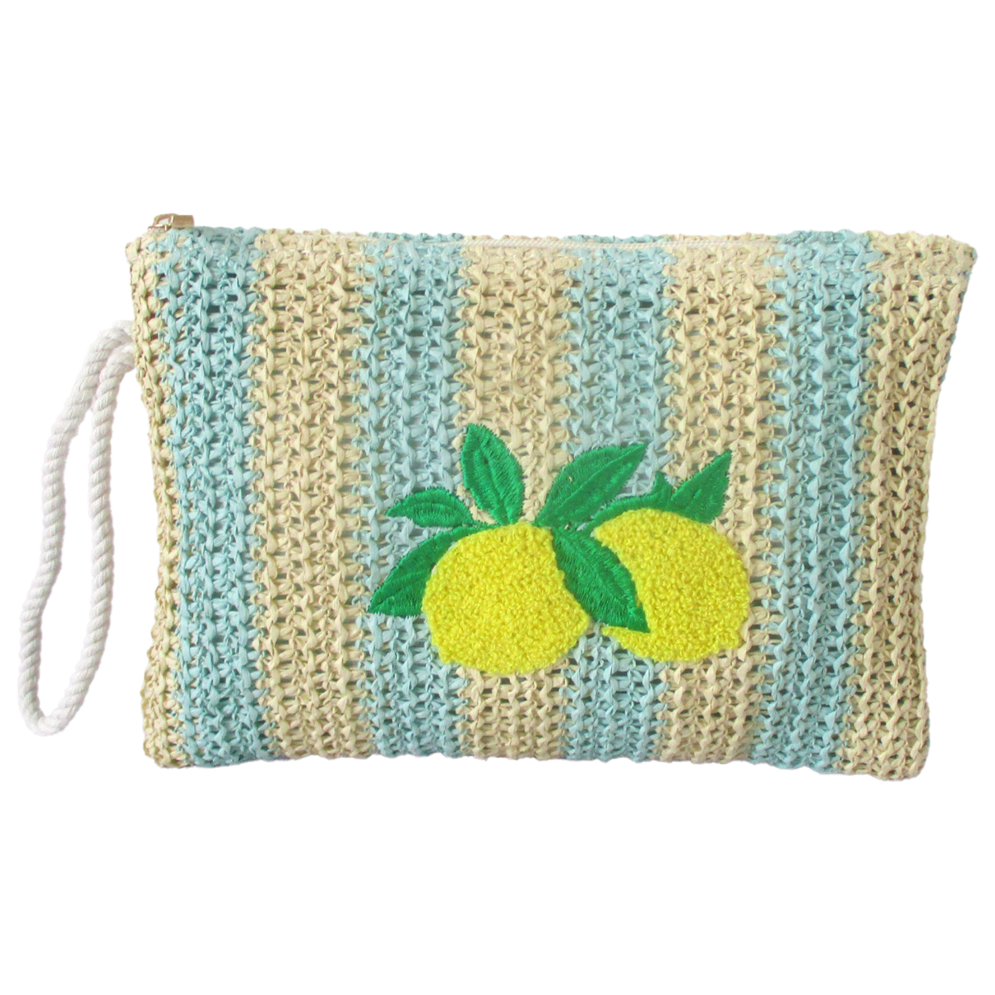 Pochette Paglia Rigata Limoni 25x18 cm – Clutch Estiva Donna - BAG281