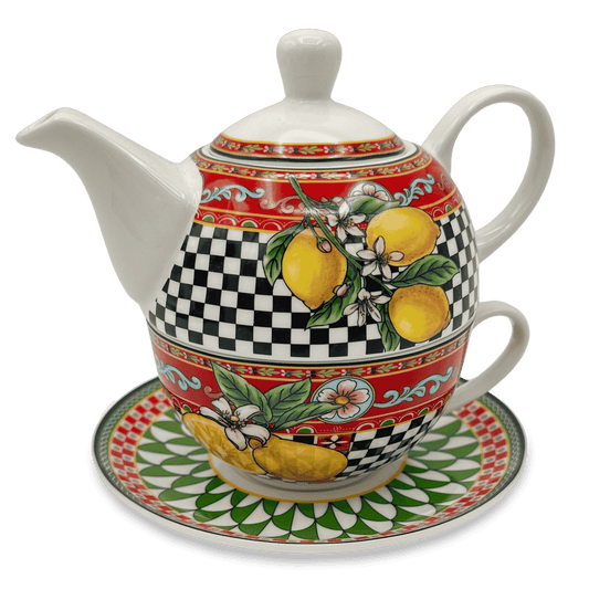 Luxury Ceramic Box Red Tea - Teapot + Cup with Saucer