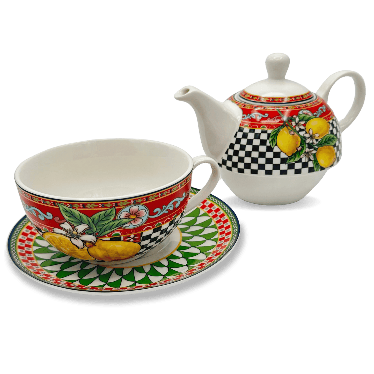 Luxury Ceramic Box Red Tea - Teapot + Cup with Saucer