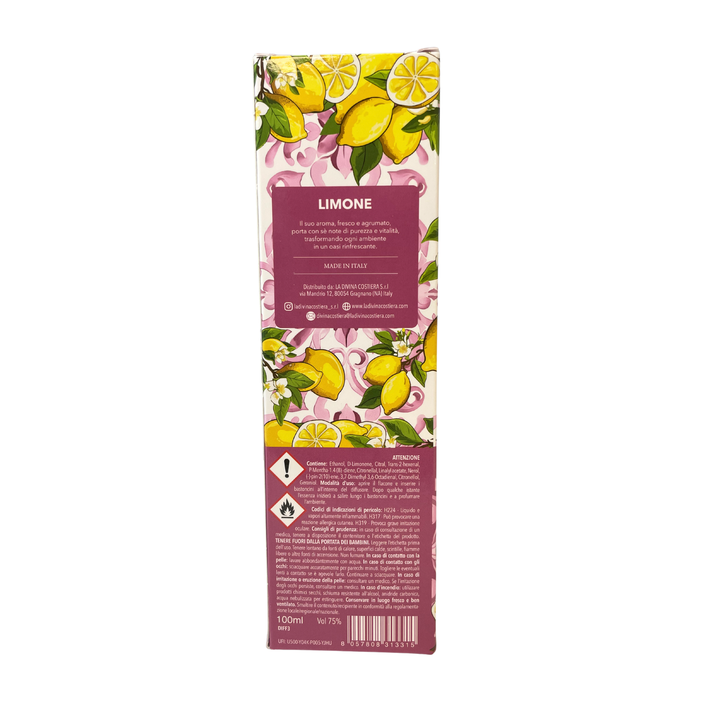 Diffusore a bastoncini per ambienti - LIMONE Home Fragrance - profumatore da 100 ml - DIFF3