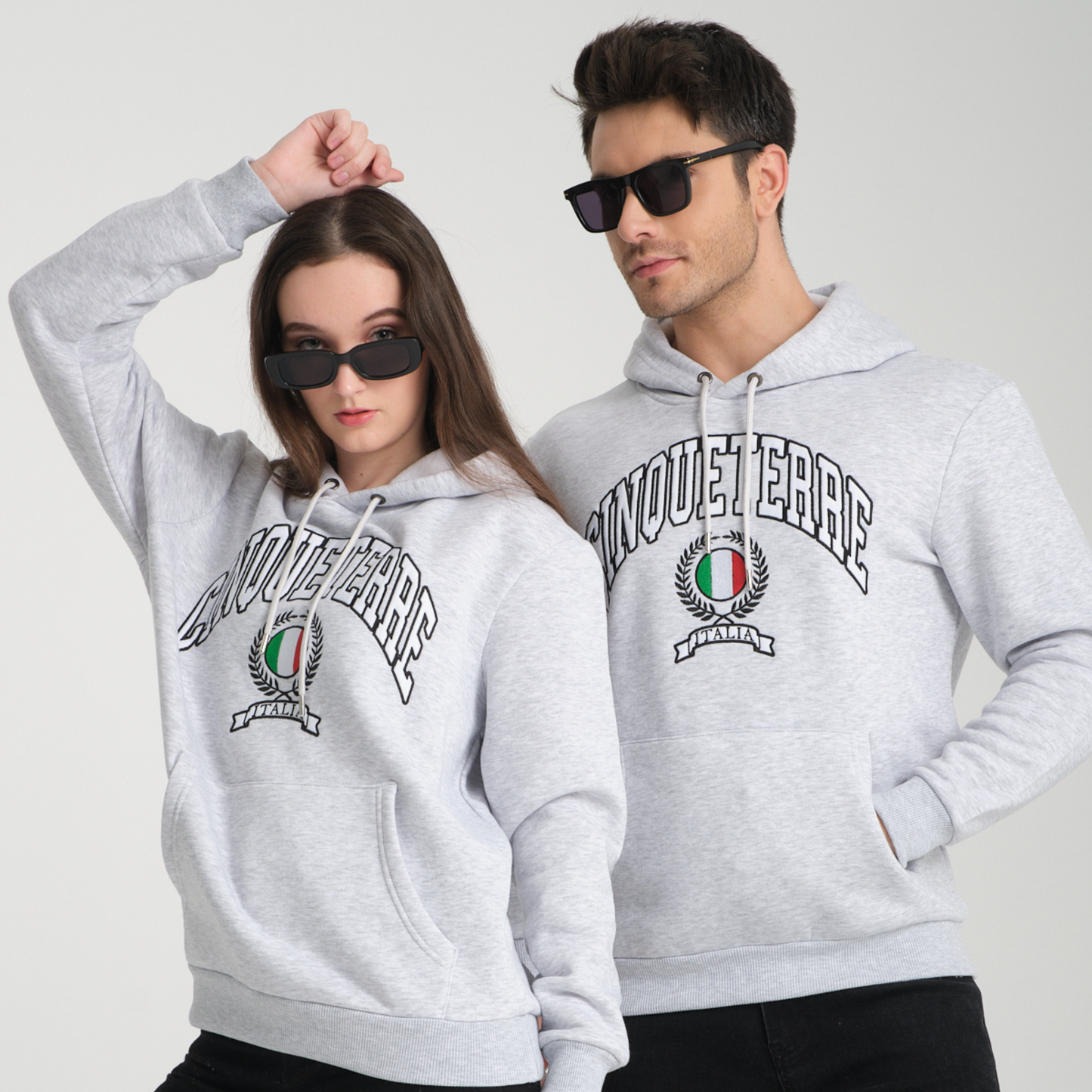 Felpa con Cappuccio Hoodie Cinque Terre Snow Melange - Interno Felpato - Felpa 26