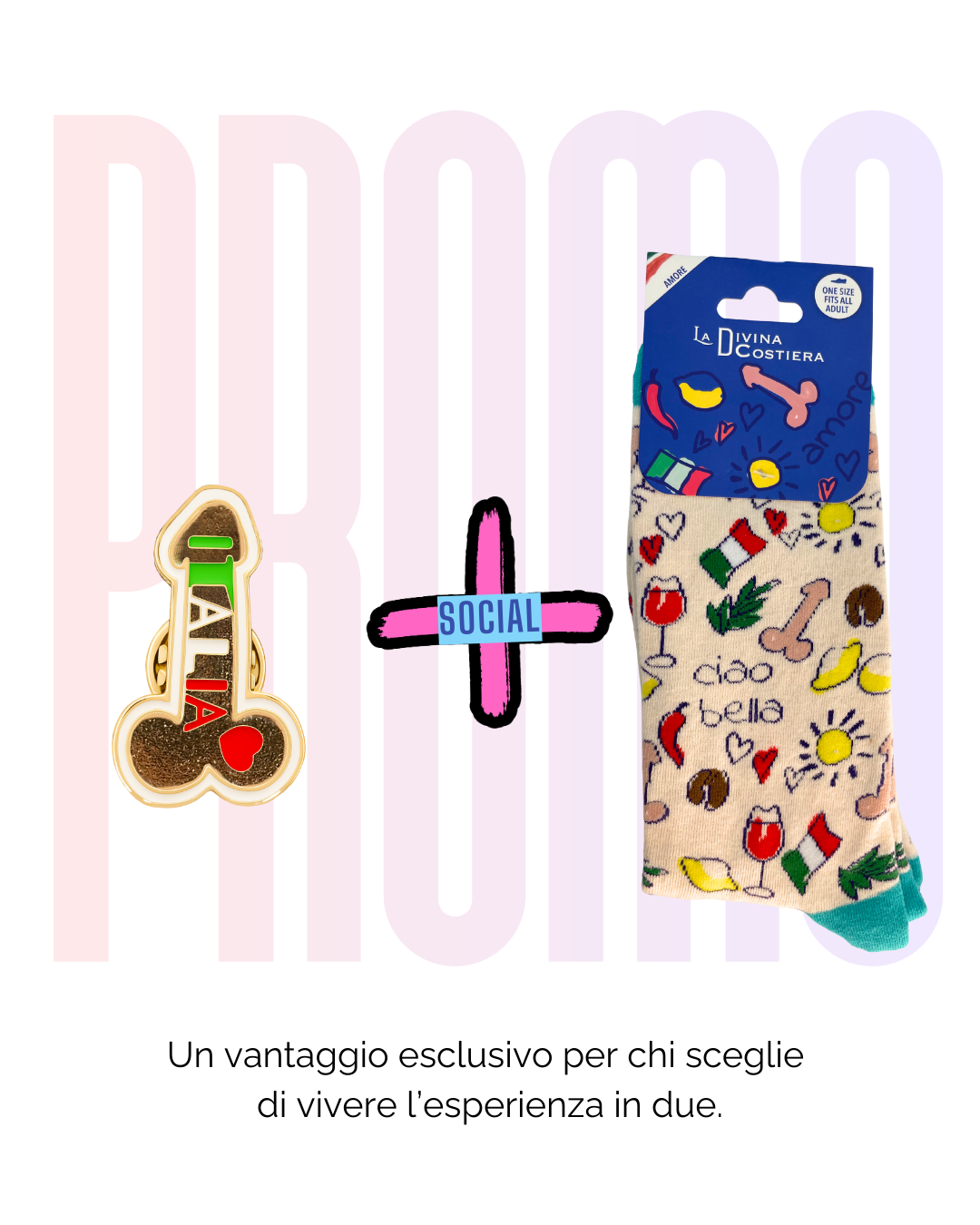 Combo “Ciao Bella” – Spilla Italia + Calzini Divertenti