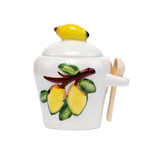 Portamiele in ceramica con limoni e mestolino - SF02