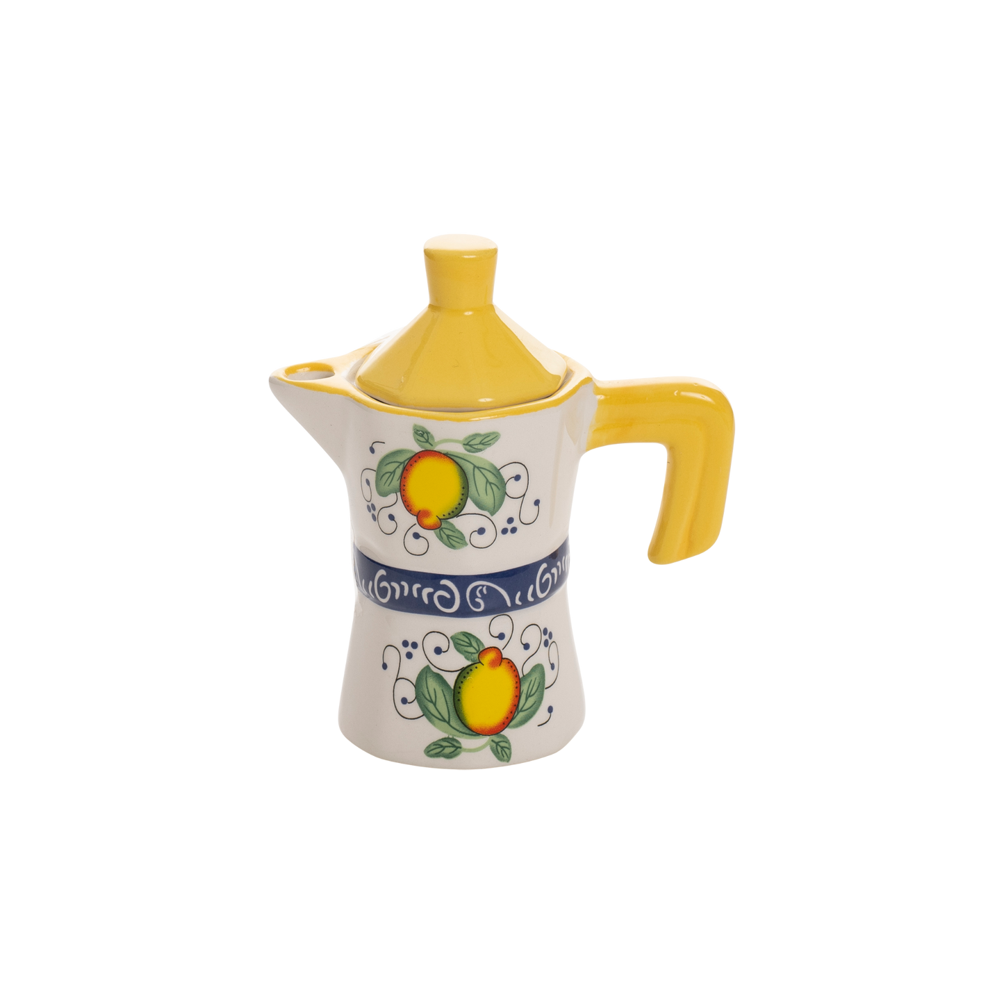 Portasalsa in ceramica a forma di caffettiera con limoni - SF07