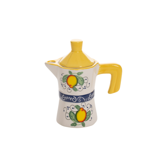 Portasalsa in ceramica a forma di caffettiera con limoni - SF07