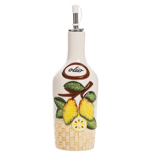 Oliera in Ceramica con Limoni 3D e Versatore Salvagoccia - SF149