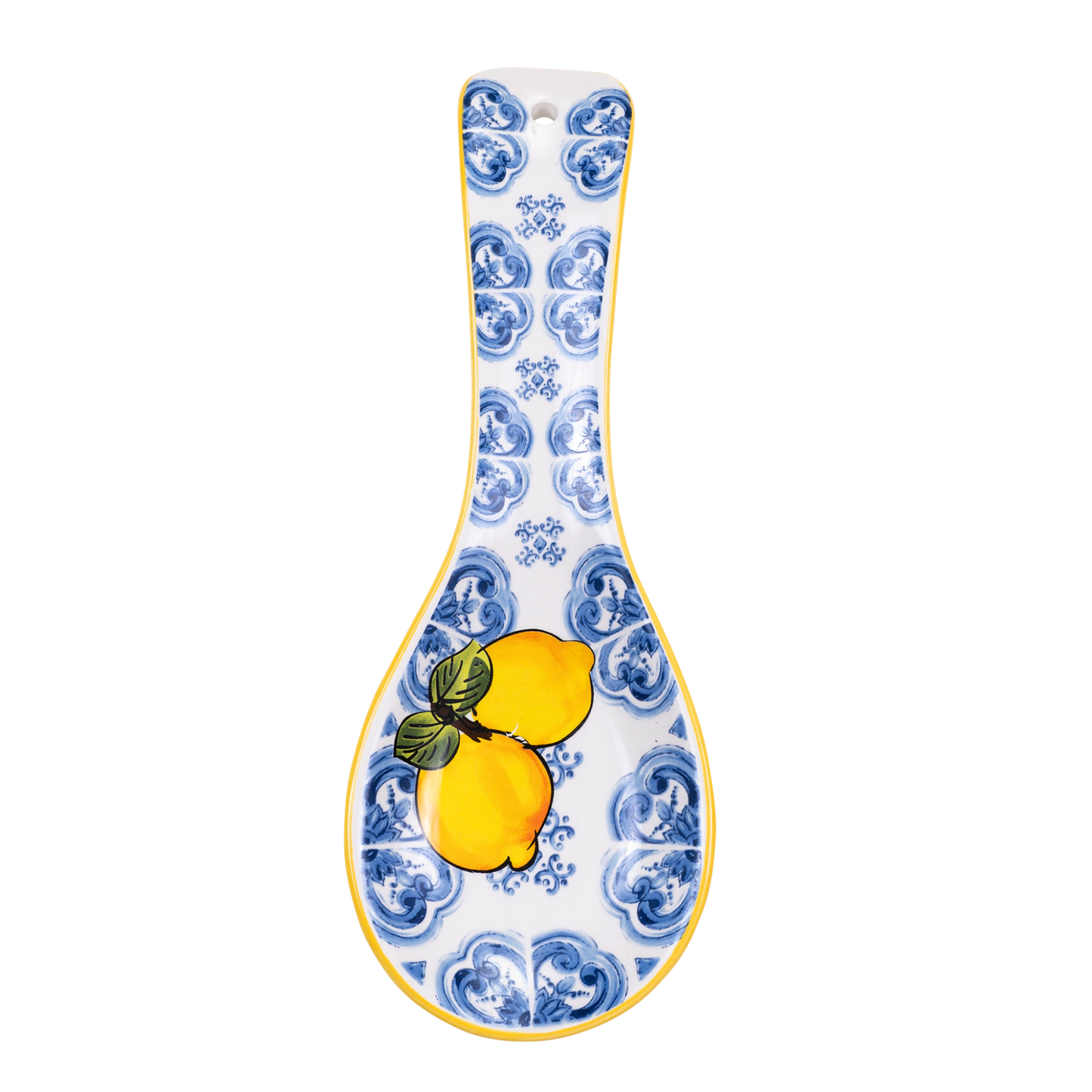Poggiamestolo in ceramica con limoni e maioliche - SF154